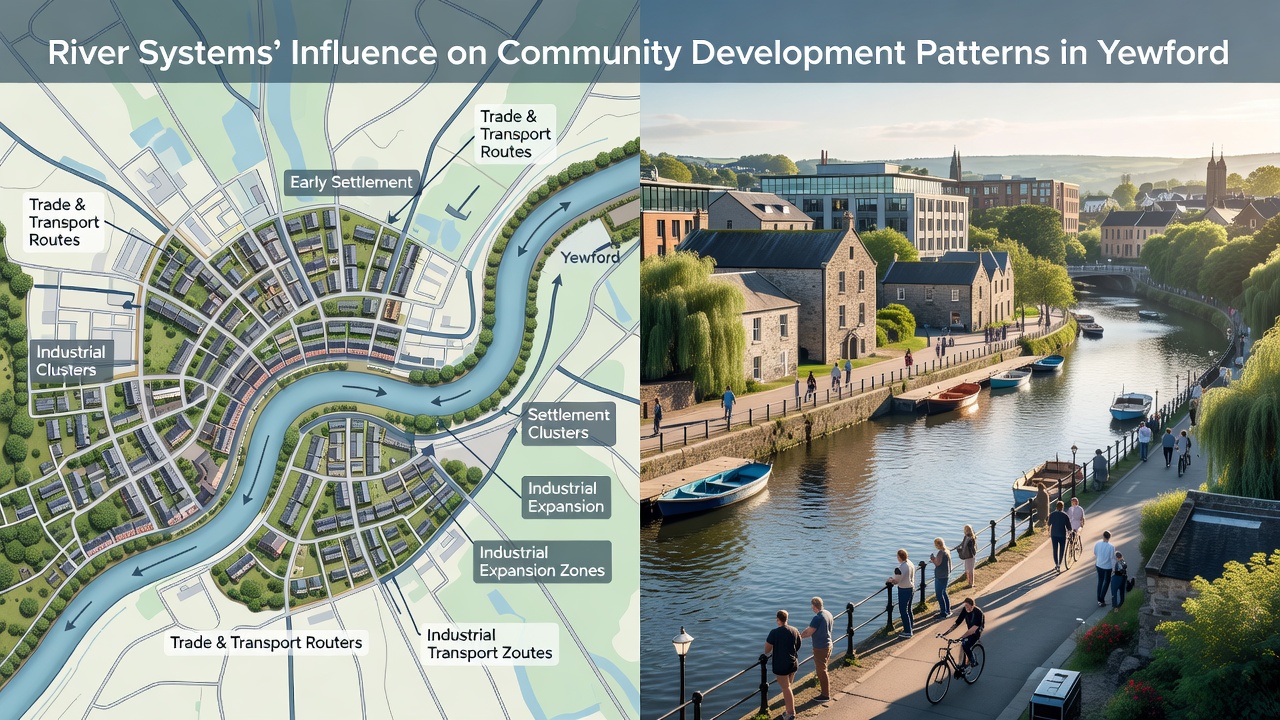 Detailed map showing river corridors and modern community expansions in Yewford